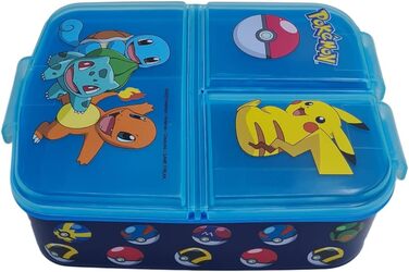 Ланчбокс Pokemon, контейнер для сніданків та перекусів, прямокутний, три відділення, 6x16x19 см