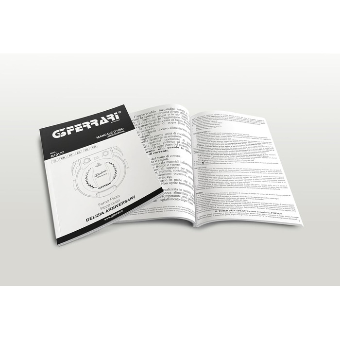 Піч для піци, 1200 Вт, 400 C, лімітована річниця, ароматна піца за 3-5 хвилин, буклет рецептів в комплекті, 3 Ferrari G1017702 Pizza Delizia Anniversary