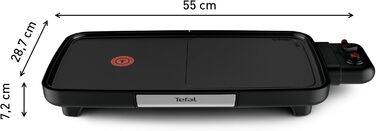 Гриль для барбекю Tefal CB6418 Зона підвищення потужності 2200 Вт Антипригарне покриття 6-рівневий термостат Піддон для крапель можна мити в посудомийній машині Термо-спот надзвичайно велика поверхня гриля Чорний