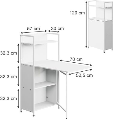 Обідній стіл Vicco Savio, білий, 57 x 30 см зі складною стільницею