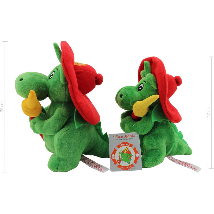 М'яка іграшка Sweety Toys 11025 Драко XL Грізу 20 см з пожежним рукавом, 20 см