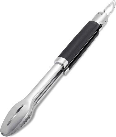 Щипці для гриля Weber Premium (46 см), нержавіюча сталь, з комфортним руків'ям та системою фіксації, підходять для миття в посудомийній машині, з петлею для підвішування чорний/сріблястий (6760)