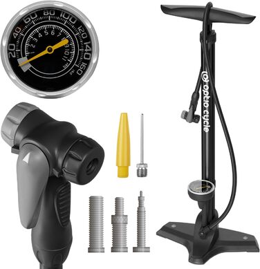 Велосипедний насос Optio Cycle, підлоговий, 61 см, 11 бар / 160 PSI, сталь/пластик, чорний