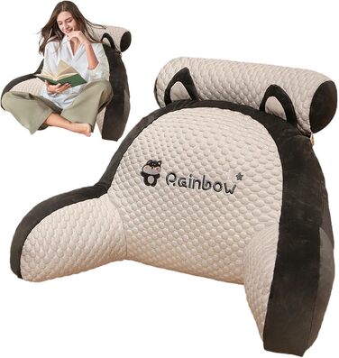 Приліжкова подушка для читання, м&39яка подушка з підлокітниками Надзвичайно зручна підтримка спини, ергономічна подушка. Для читання, гри або перегляду телевізора. 50x70 см, рисова хаскі