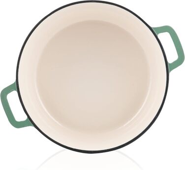 Чавунна емальована каструля Mahlzeit 6,9 л м'ятна, кругла чавунна каструля з кришкою та 2 ручками традиційна чавунна каструля, ема
