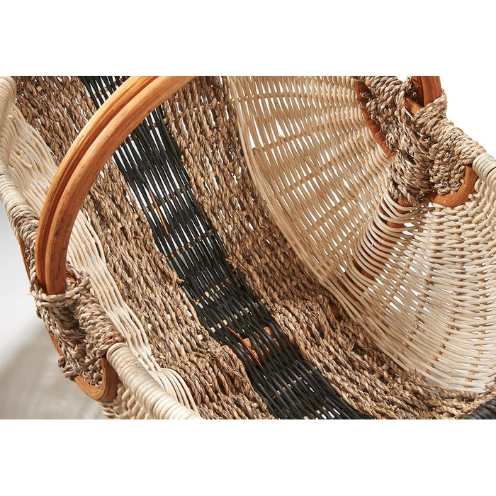 Кошик з ротанга Kobolo 49x334 см Бежевий Плетений кошик ручної роботи з ручками Міцний кошик для покупок з ротанга Класичний кошик для перенесення фермерських ринків, пікніків, домашнього використання, зберігання та декору