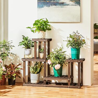 Дерев&39яна полиця для рослин Yaheetech, 4-рівнева підставка для квітів, садова підставка для рослин, багаторівнева драбина для рослин, для внутрішнього балкону, вітальні, зовнішнього декору 95x25x73 см