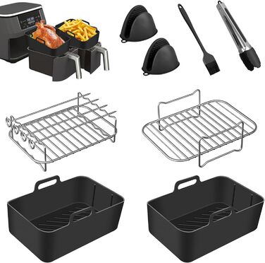 Аксесуари для фритюрниці - Аксесуари для мультипечі для Ninja Foodi AF400EU AF300EU 9.5L та інших двозонних аерофритюрниць, без BPA, аксесуари для мультипечі Ninja