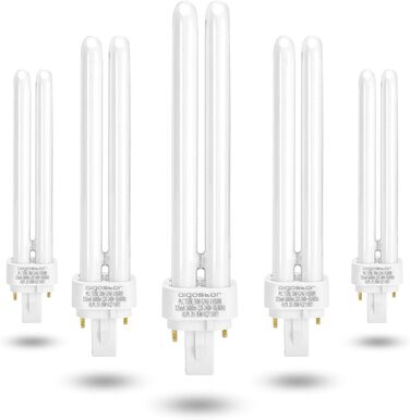 Лампа Aigostar Холодні білі люмінесцентні трубки 2-контактний ПЛК 26 Вт G24 6400K 1560 лм Енергозберігаюча лампа, упаковка 5 шт.