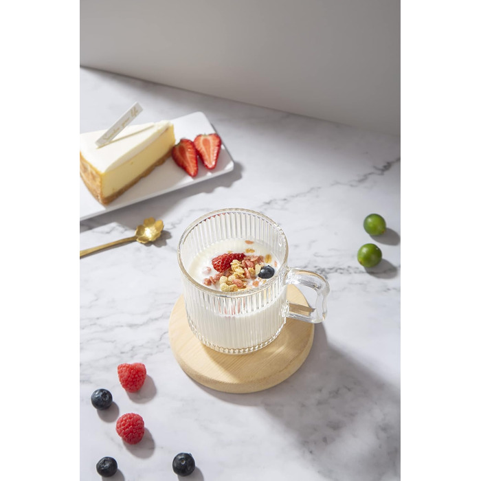 ПРОЕКТУВАННЯ Д.М MASTER4 шт., 350 мл - скляні кавові чашки преміум-класу з кришкою та ложкою, класична чашка для кави з вертикальн