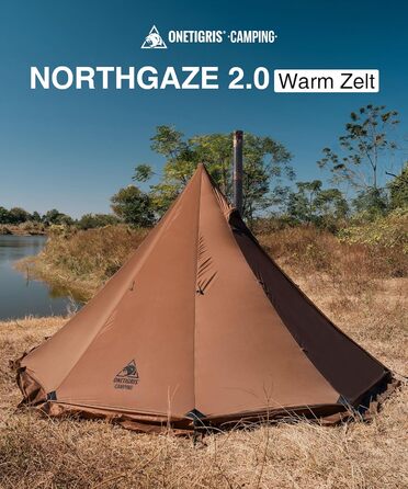 Намет OneTigris NORTHGAZE 2.0 Tipi для 2-4 осіб, кемпінговий намет на 4 сезони, водонепроникний, пірамідальний, 3000 мм (нейлон)