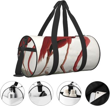 Спортивна сумка для подорожей, з принтом американського фламінго, чорна, універсальний розмір