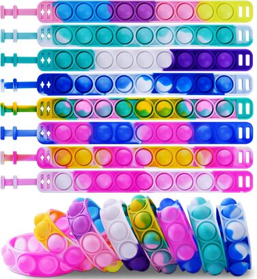 Браслет Ainiv Pop, 8 шт. Pop Push It, іграшка-браслет Pop Bubble Fidget, дитячий набір браслетів, набір іграшок Fidget, простий бр