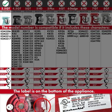 Заміна спірального гачка для тіста для міксера KitchenAid 3.5 Qt. з нахиленою головкою/поліровані аксесуари з нержавіючої сталі 18/8/без покриття/Можна мити в посудомийній машині/сумісно з серією KSM3311/3316/Artisan Mini