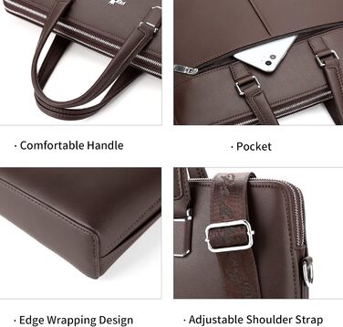 Чоловіча ділова сумка FSD.WG, водонепроникний шкіряний портфель, сумка для ноутбука на плече для бізнесу, школи, подорожей, знімни