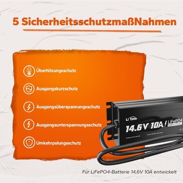 Зарядний пристрій LiTime 14.6V 10A LiFePO4, водонепроникний IP67, зарядний пристрій для літій-
