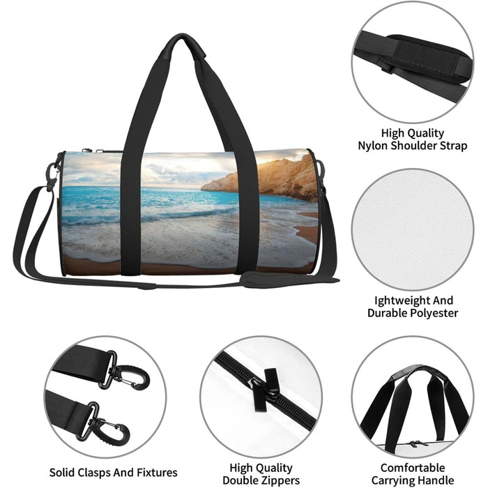 Спортивна сумка для подорожей, пляжна сумка з тропічним дизайном, швидке друкування малюнка, чорна, універсальний розмір