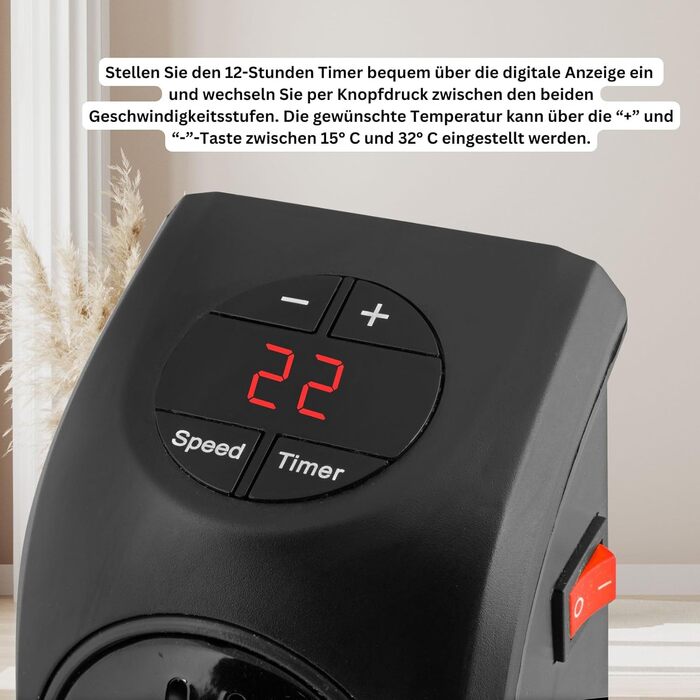 Міні-вентилятор/Зручний обігрівач MAUK Компактний для караванів та автофургонів Керамічний підключається до мережі 400 Вт PTC Електричний з цифровим світлодіодним термостатом Таймер Вилка живлення з поворотом на 90