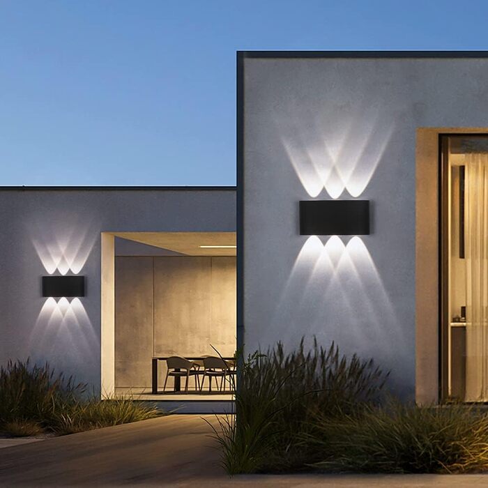 Сучасний внутрішній настінний аплікаційний світлодіодний зовнішній водонепроникний алюмінієвий 18 Вт зовнішній світильник, що застосовується для вітальні, спальні, коридору, сходів, холодного білого 6000K 16 Вт-2 шт. холодного білого, 2 шт.