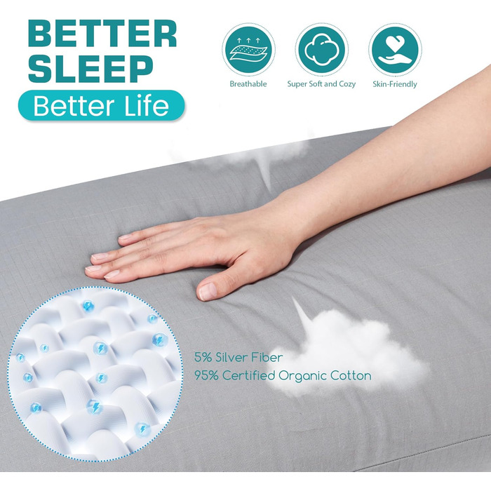 Простирадло на резинці із заземленням, простирадло із заземленням із кабелем заземлення ЄС, килимок для заземлення, простирадло із заземленням для кращого сну (сіре, 200x200 см) 200 x 200 см сірого кольору