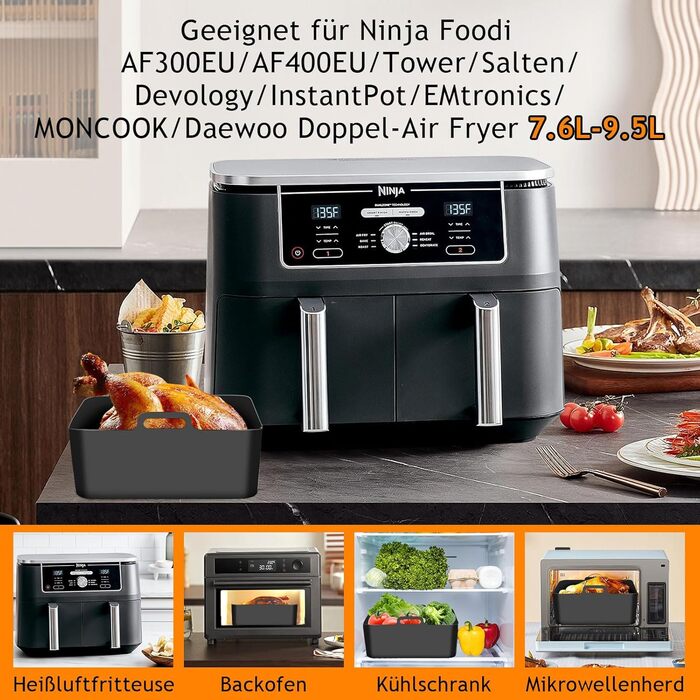 Аксесуари для фритюрниці MILFECH Аксесуари для фритюрниці Ninja Foodi AF300EU AF400EU 7.6L-9.5L і більшість двозонних фритюрниць, аксесуари для фритюрниці без BPA