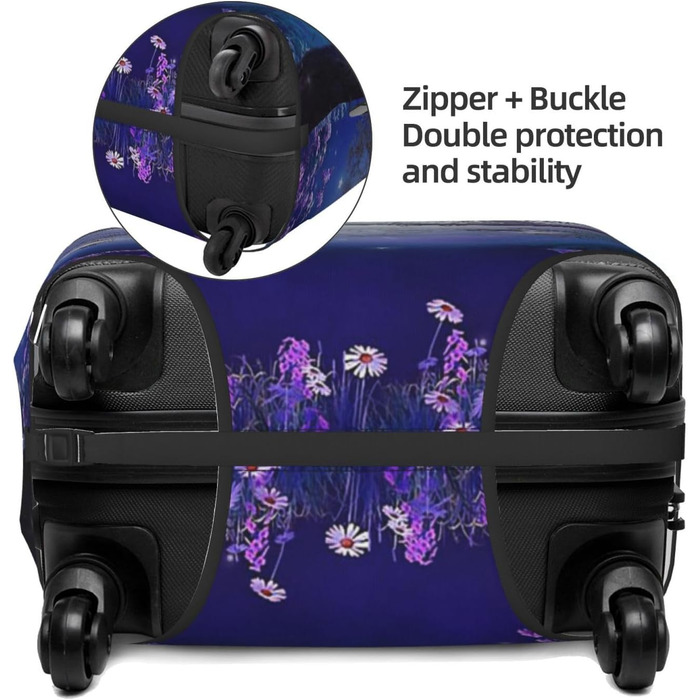 Чохол для валізи Квітучий сад - міцний, для валіз розміром 45.7-81.3 см, чорний, великий