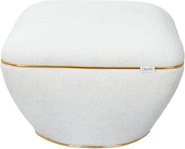 Великий пуф/табурет з м&39якої ведмедевої тканини білого кольору, сучасний, квадратний, зручний для вітальні, спальні, оздоблення зі штучної шкіри золотого кольору, висота приблизно 43 см, колір білий.