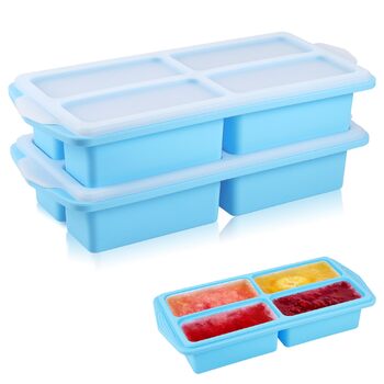 Силіконові контейнери для заморозки з кришками, контейнери для зберігання супів, соусів та готових страв, 1 склянка/250 мл, небесно-блакитний (2, квадратні) 2 квадратні, 2