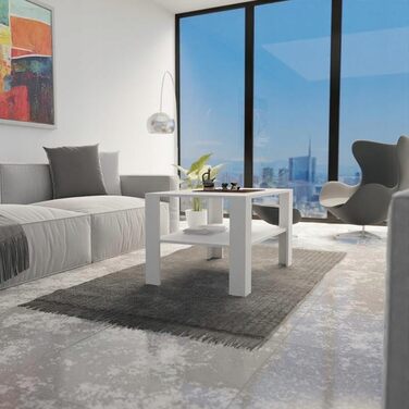 Сучасний журнальний столик MATKAM Ш100 x Г68 x В60 см, мінімалістичний дизайн для вашого дому, високоякісне виготовлення, легке складання (білий)