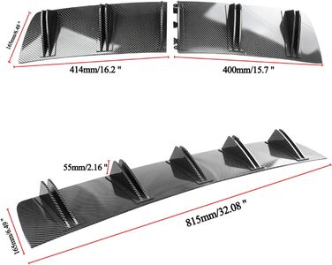 Автомобільний задній бампер Шасі Крило Губний дифузор, 5 плавників Shark Fin Спойлер, 815*165 мм Універсальні автомобільні модифіковані аксесуари для легкового автомобіля вантажівки позашляховика (вуглецеве волокно)