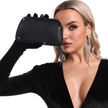 Елегантний міні-клатч FGG з кристалами для жінок, ідеальний для особливих подій, вечірок та весіль. Чорний колір, універсальний розмір.