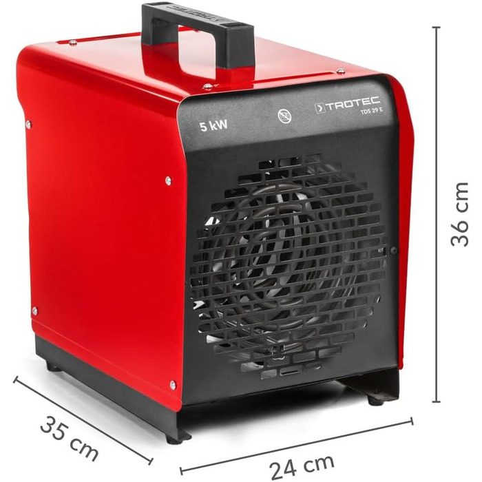 Тепловентилятор TROTEC TDS 29 E теплова потужність 2,5 кВт / 5 кВт будівельний обігрівач, об&39єм повітря 430 м/год тепловентилятор для майстерень, промисловості, цехів, гаражів