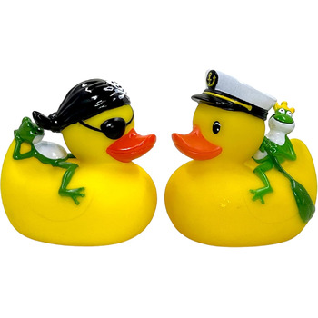 Іграшка для купання MIK funshopping гумове каченя, яке писчить (набір з 2 предметів качечки пірат і капітан)