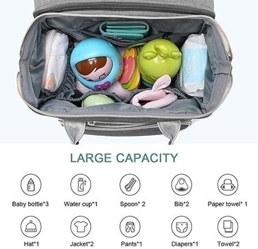 Портативна пеленальна сумка, водонепроникна багатофункціональна пеленальна сумка для переодягання немовлят, дитяче ліжечко з ізоль