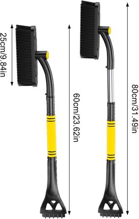 Щітка для снігу з ракелем, щітка-скребок для видалення 3-в-1 - багатофункціональна автомобільна лопата для снігоприбирального апарату, скребок для льоду, щітка, лопата для автомобіля та вулиці жовтий
