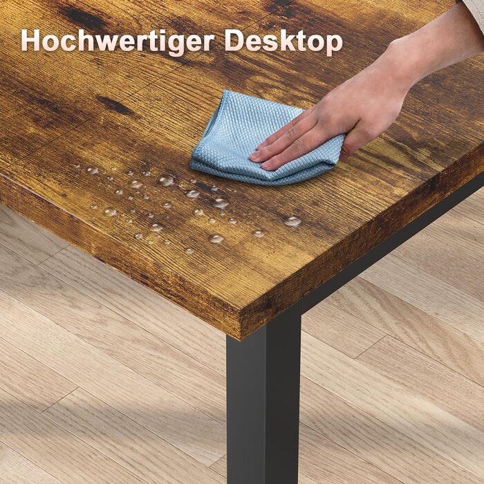 Письмовий стіл 100 x 50 x 75 см, Комп&39ютерний стіл з регульованими ніжками, гачками, вантажопідйомність 60 кг та водонепроникна стільниця, для домашнього офісу та навчання, вінтажний коричневий 100 x 50 см коричневий