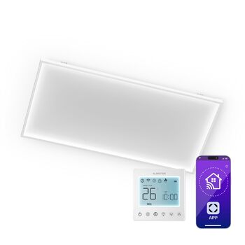 Інфрачервоний настінний обігрівач Klarstein 770 Вт кріплення на стіну та стелю, додаток та пульт дистанційного керування, IP44, термостат, таймер, блокування від дітей, електричний обігрівач для кімнат площею до 15 м Smart 770 Вт