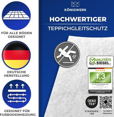 Протиковзкий килимок для килимів (120 x 190 см) Без пластифікаторів - Надзвичайно надійний протиковзкий килимок для килимів та всіх видів підлогових покриттів - Ідеальна протиковзка підкладка для килима