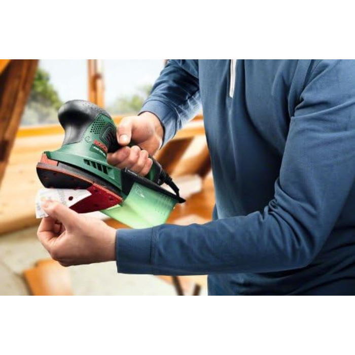 Багатофункціональна шліфувальна машина Bosch для дому та саду PSM 200 AES (200 Вт, у кейсі) 06033B6000 чорний, зелений, червоний