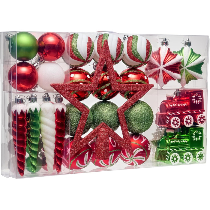 Набір ялинкові прикраси з верхівкою 50 предметів Valery Madelyn