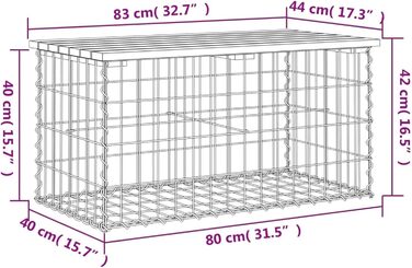 Садова лавка Iiaky Gabion 83x44x42 см Лавка Сад Gabion Body Габіонна лавка Відкритий патіо BNke Масив дерева Дуглас Ялиця Дугласа