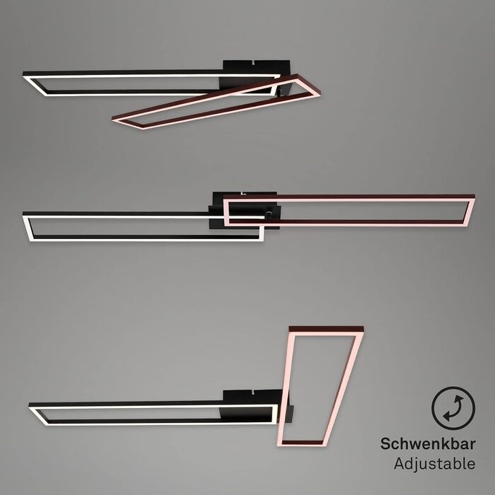 Стеля LED-світильник BRILONER з пультом керування, диммер, регулювання кольору (теплий-нейтральний білий), чорний, 110x24,8x7,8 см
