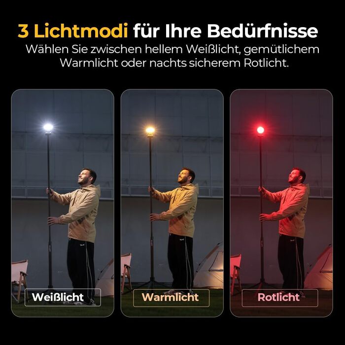 Висувний кемпінговий ліхтар BougeRV CL03 3200LM, акумуляторний кемпінговий ліхтар ємністю 8000 мАг, робочий ліхтар 2,3 м, телескопічний кемпінговий ліхтар для подорожей по бездоріжжю, для автофургонів, кемпінгу, будівельного майданчика, гаража, темно-зеле