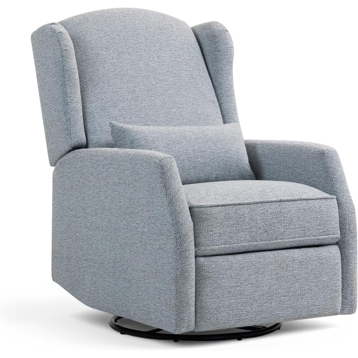 Крісло-гойдалка з функцією відкидання спинки, крісло для телевізора з поворотом на 360 для вітальні, крісло-гойдалка з м&39якою поперековою опорою, крісло для телевізора з функцією гойдання, ручне регулювання (сіре)