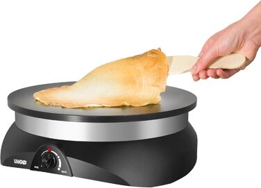 Вт, антипригарне покриття, литі під тиском алюмінієві пластини, плавне регулювання температури, з розмазувачем тіста та дерев'яною лопаткою, 48155 Crepesmaker Profi - 1,250