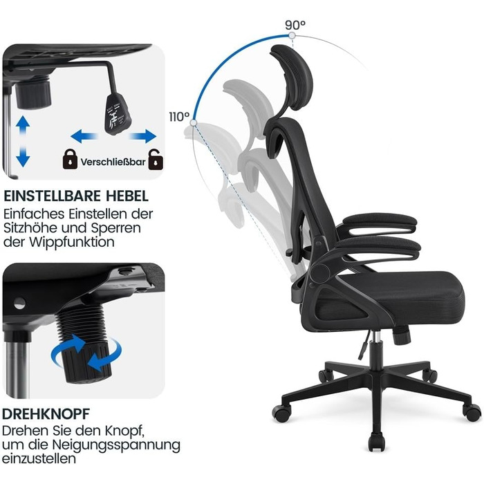 Ергономічне офісне крісло Yaheetech Чорний