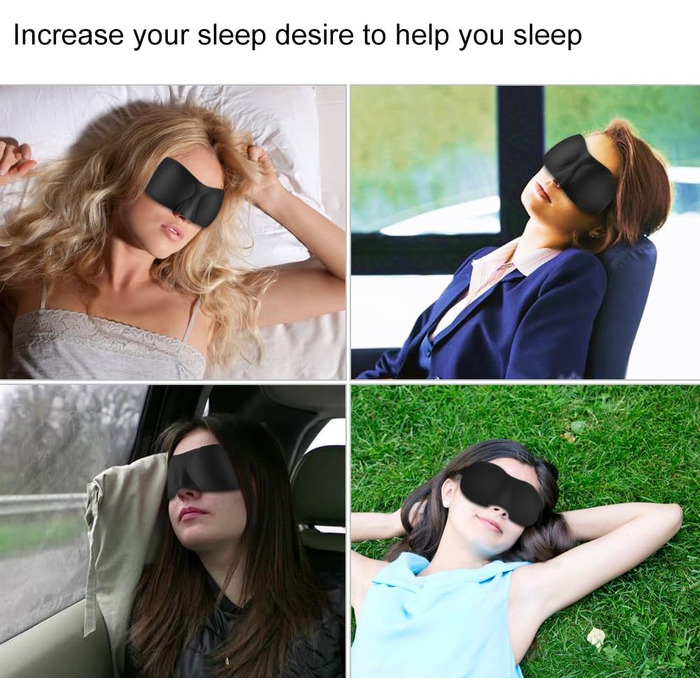 Маска для сну, зручна, регульована, 3D контур, підходить для чоловіків і жінок, 4 шт. и