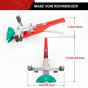 Трубозгинальний верстат для мідних труб і гальмівних магістралей ручний з різаком для труб Зачистка задирок для системи кондиціонування Плоскогубці Інструмент для згинання гальмівних магістралей 1/4'- 7/8 під кутом до 90 градусів