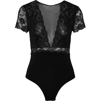 Боді PIECES жіноче, мереживне, чорне, M