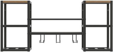Настінна винна полиця VEDECASA промислового типу з 3 тримачами для парових келихів, часткова дерев&39яна полиця, чорний металевий тримач для пляшок, багатофункціональна винна вітрина для домашнього бару, їдальні, кухні, коричнева